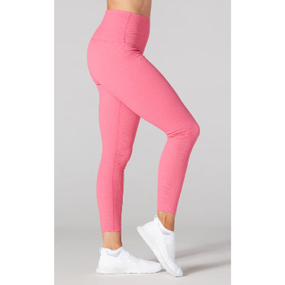 Tavi Active Seersucker High Waisted 7/8 Leggings Hot Pink Texture Large